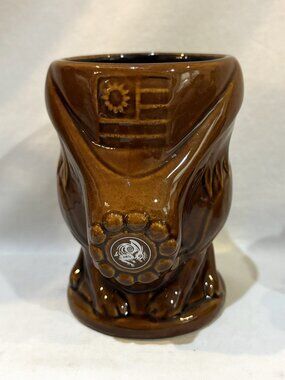 Tiki Farm Mug Brown Pottery 2015 Mezcal El Silencio Unique Shape